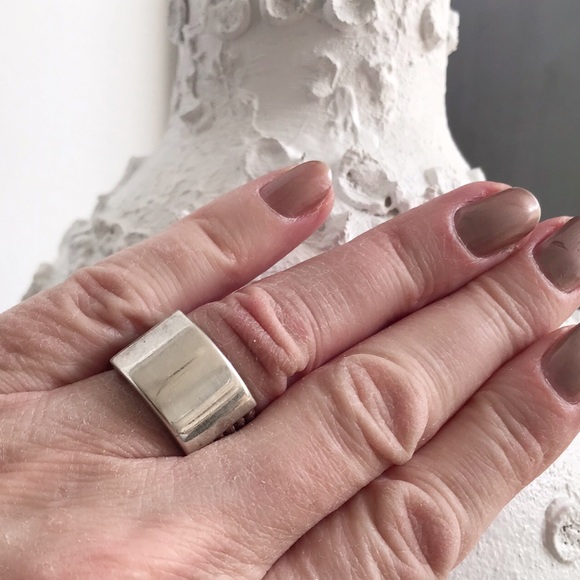 Custom Made• Vintage • 925 Silver and Genuine Leather Ring x 2 • Stamped • Italy - Picture 3 of 8